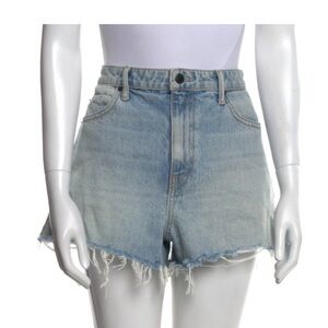 Alexander Wang Light Blue Frayed Jean Shorts